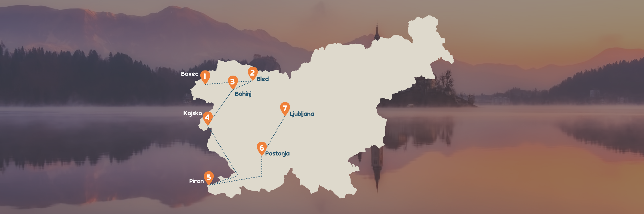 Reisroute kaartje Slovenië
