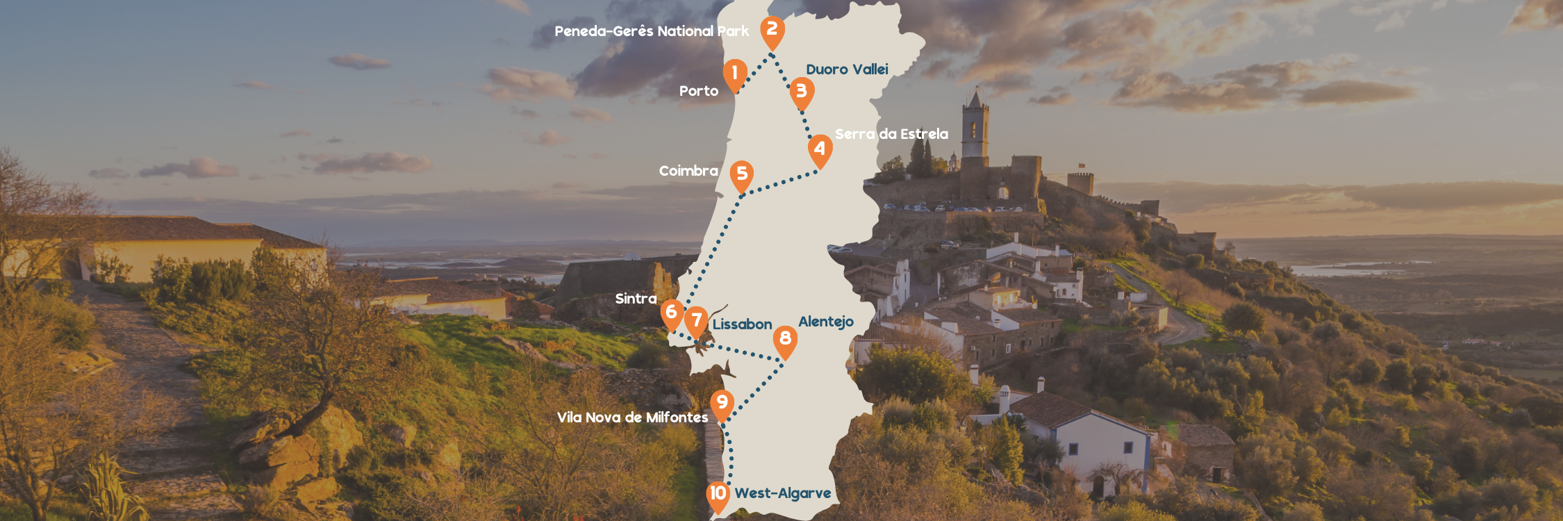 Routekaartje Roadtrip Portugal