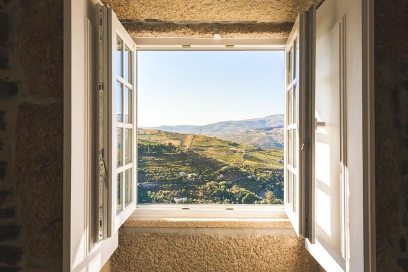 Uitizcht vanuit een kamer in Quinta do Valdalagea over de Duoro Vallei