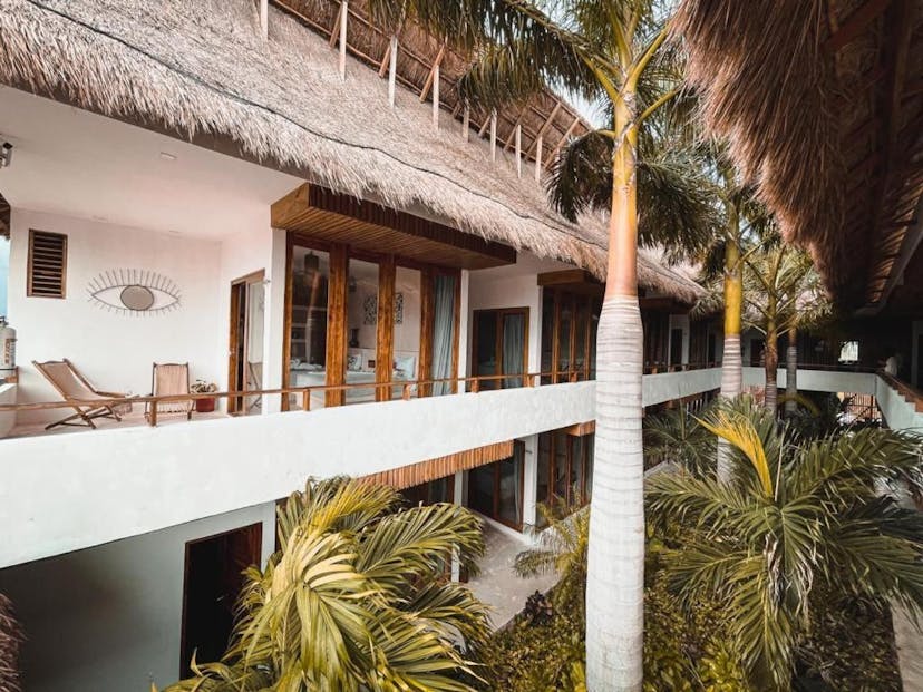 Uitzicht op de modern Mexicaanse slaapplek Hotel Casa Margot