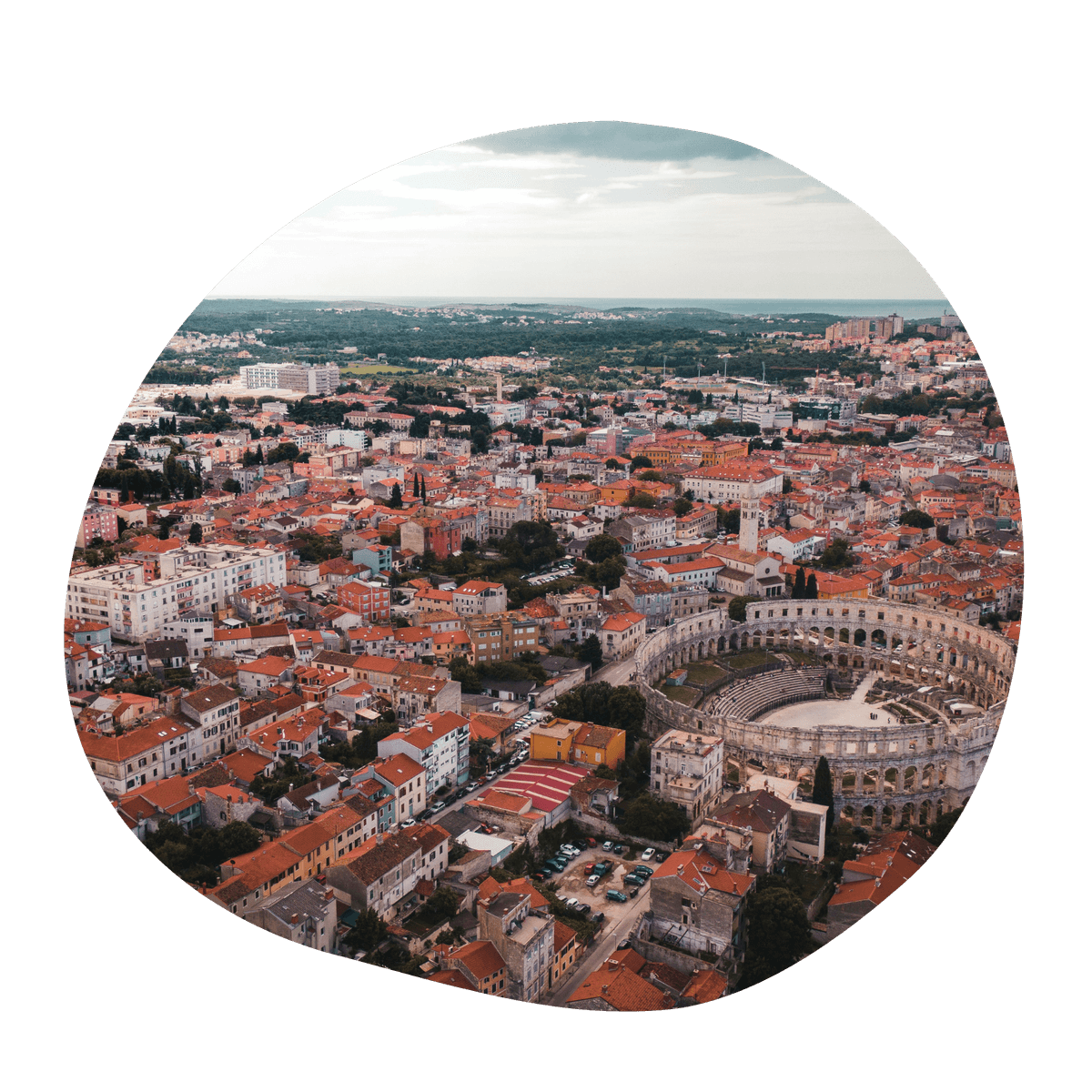 Prachtige Pula met het amfitheater