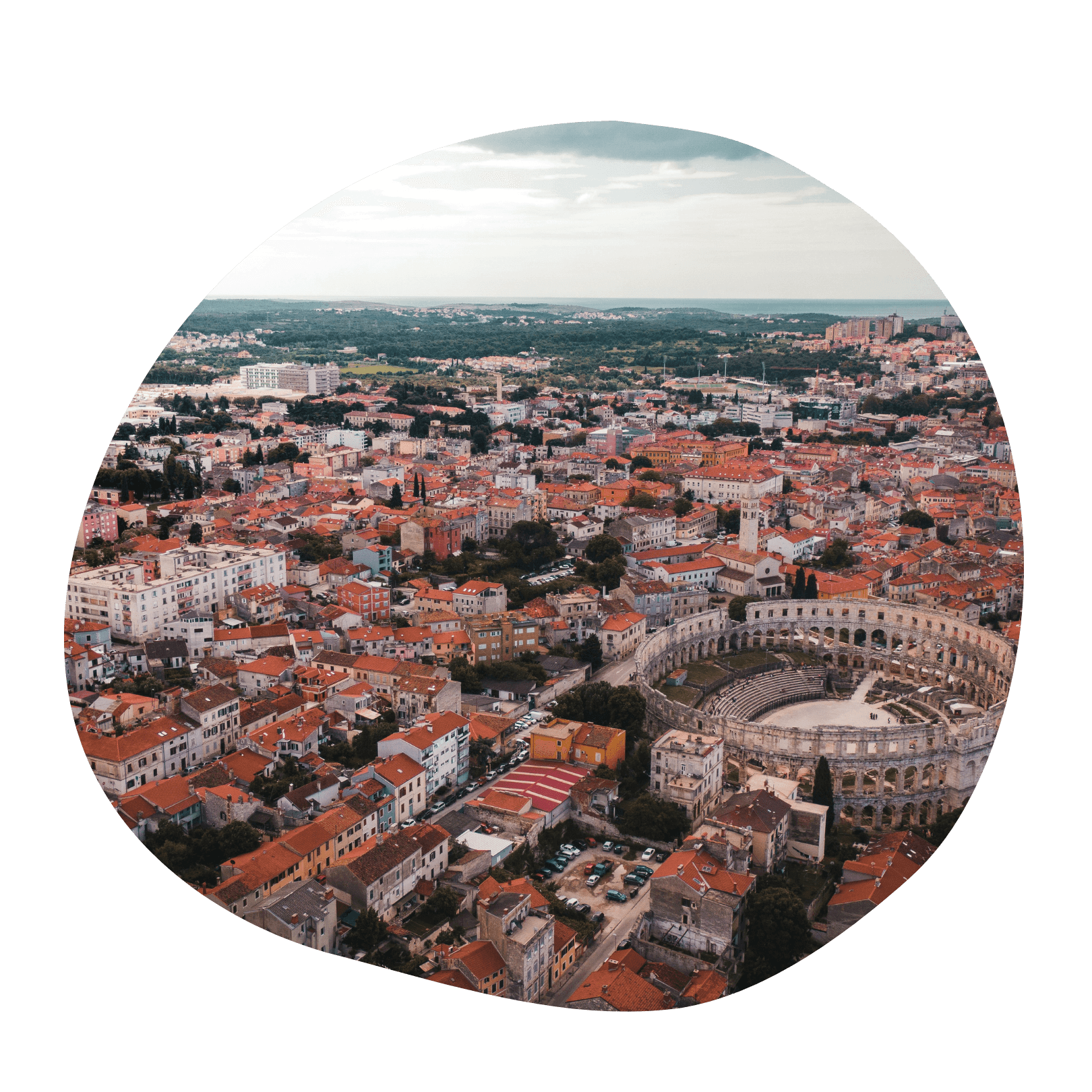 Prachtige Pula met het amfitheater