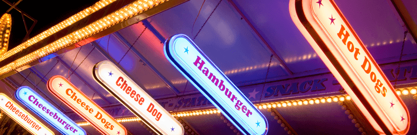 Fastfoodsign met lampen in amerika