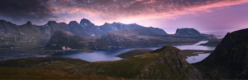 panorama view noorwegen bergen en fjorden