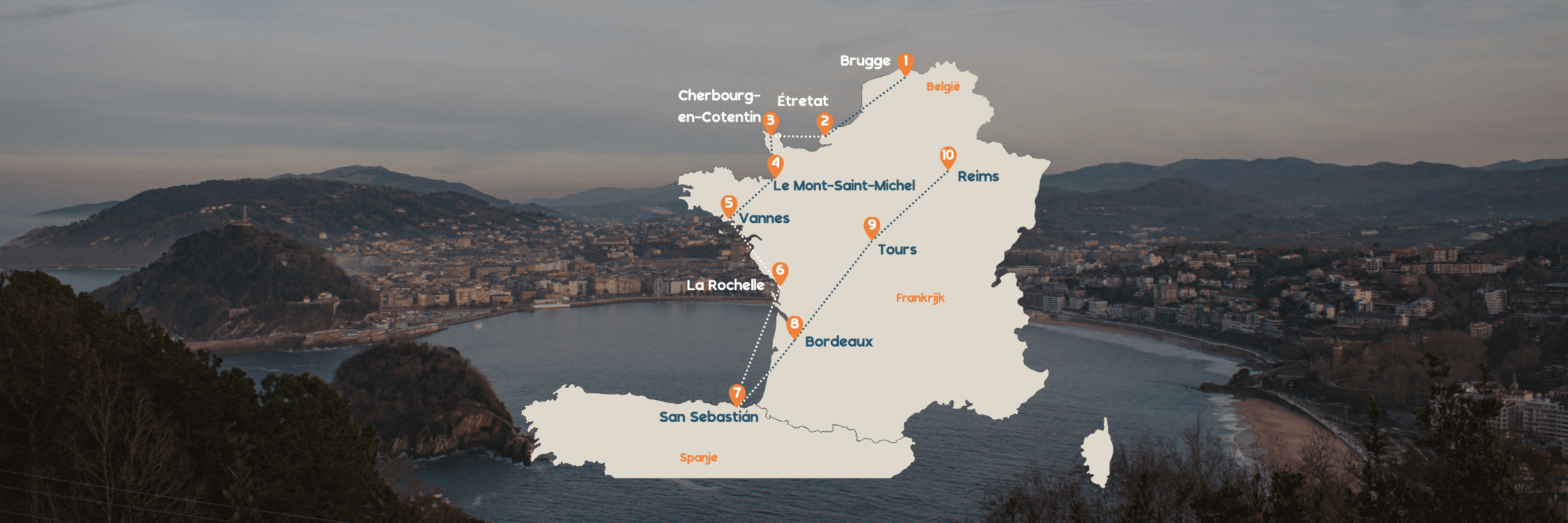 Routekaart van de reis door Spanje en Portugal