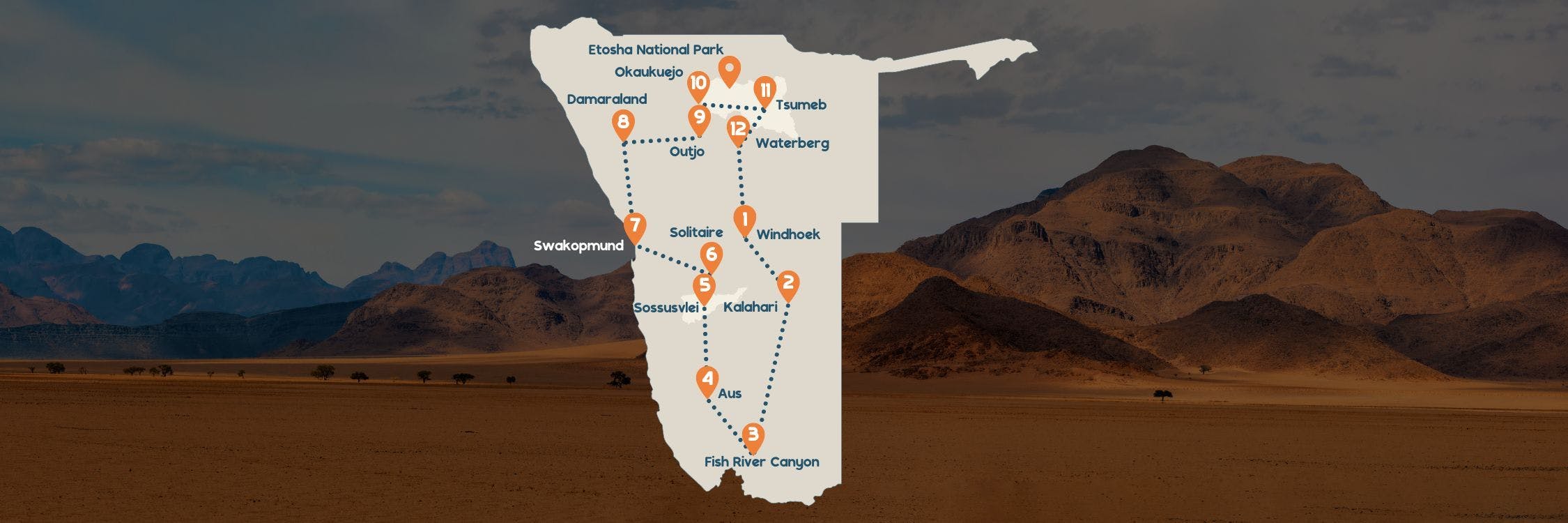Ultieme Namibie Botswana roadtrip routekaart