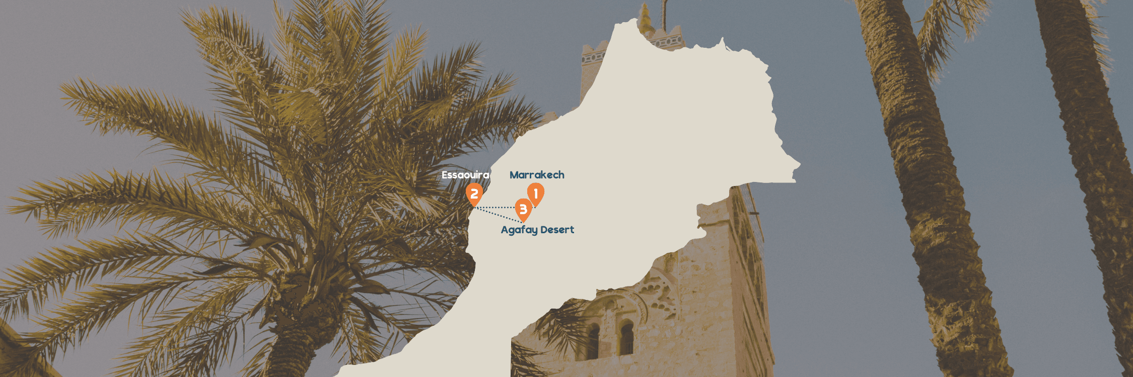 Reisroute kaart Marokko