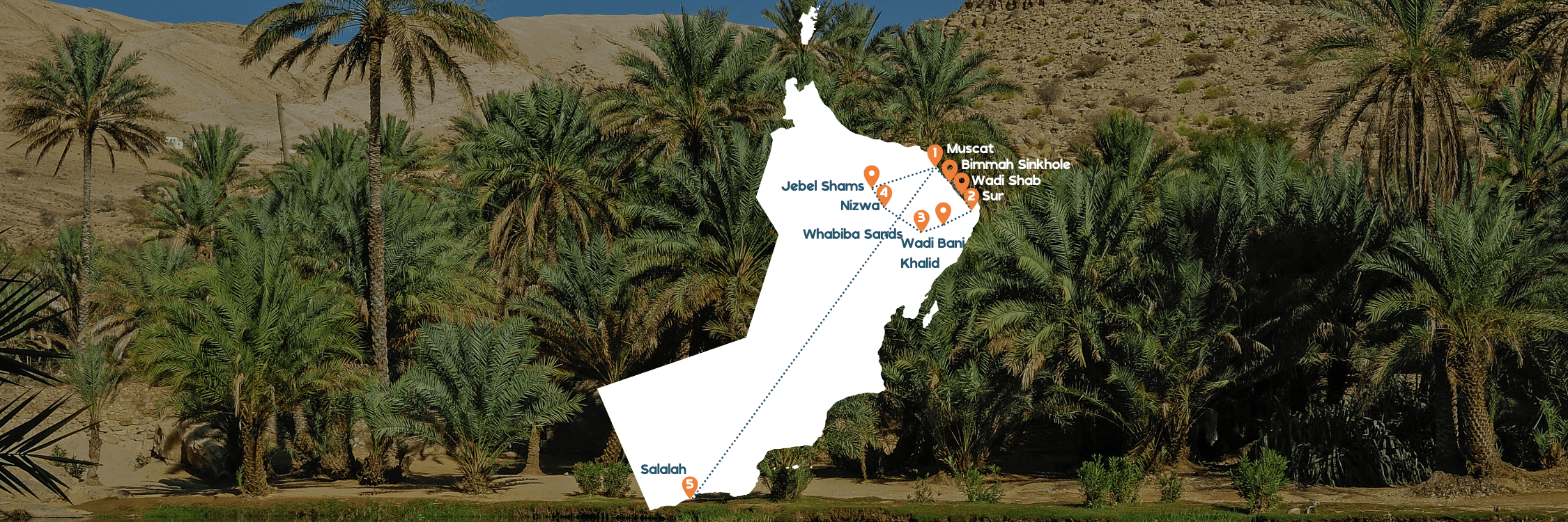 Rondreis route door Oman
