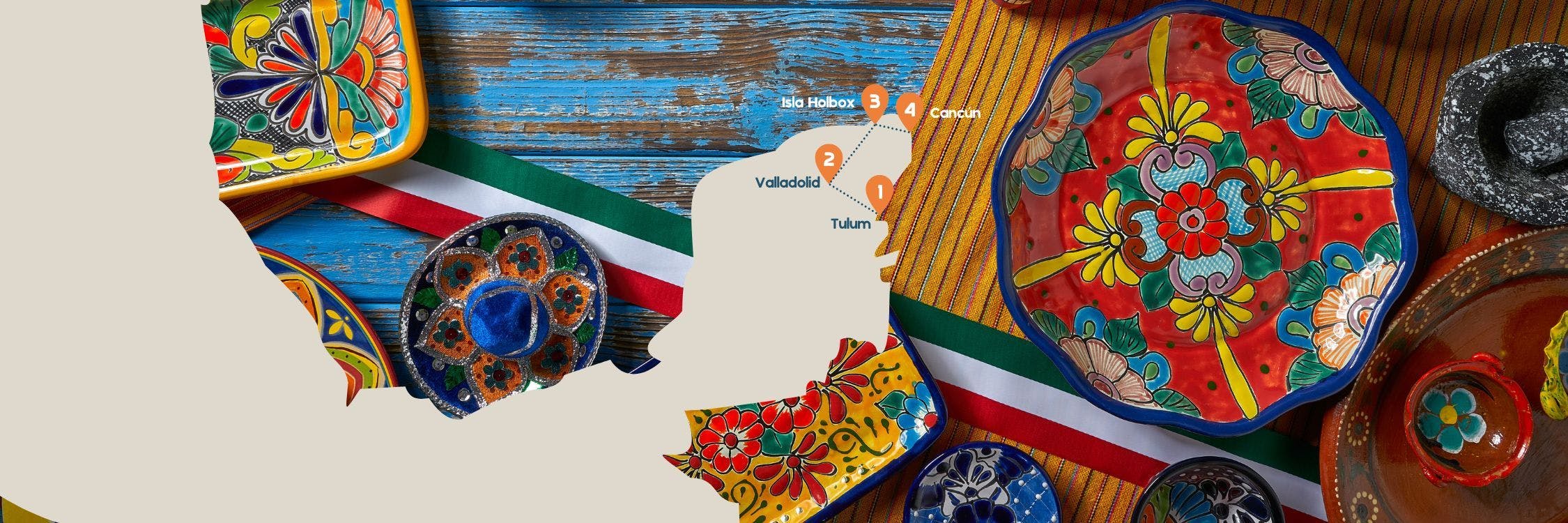 Slow Travel reisroutekaartje Mexico desktop