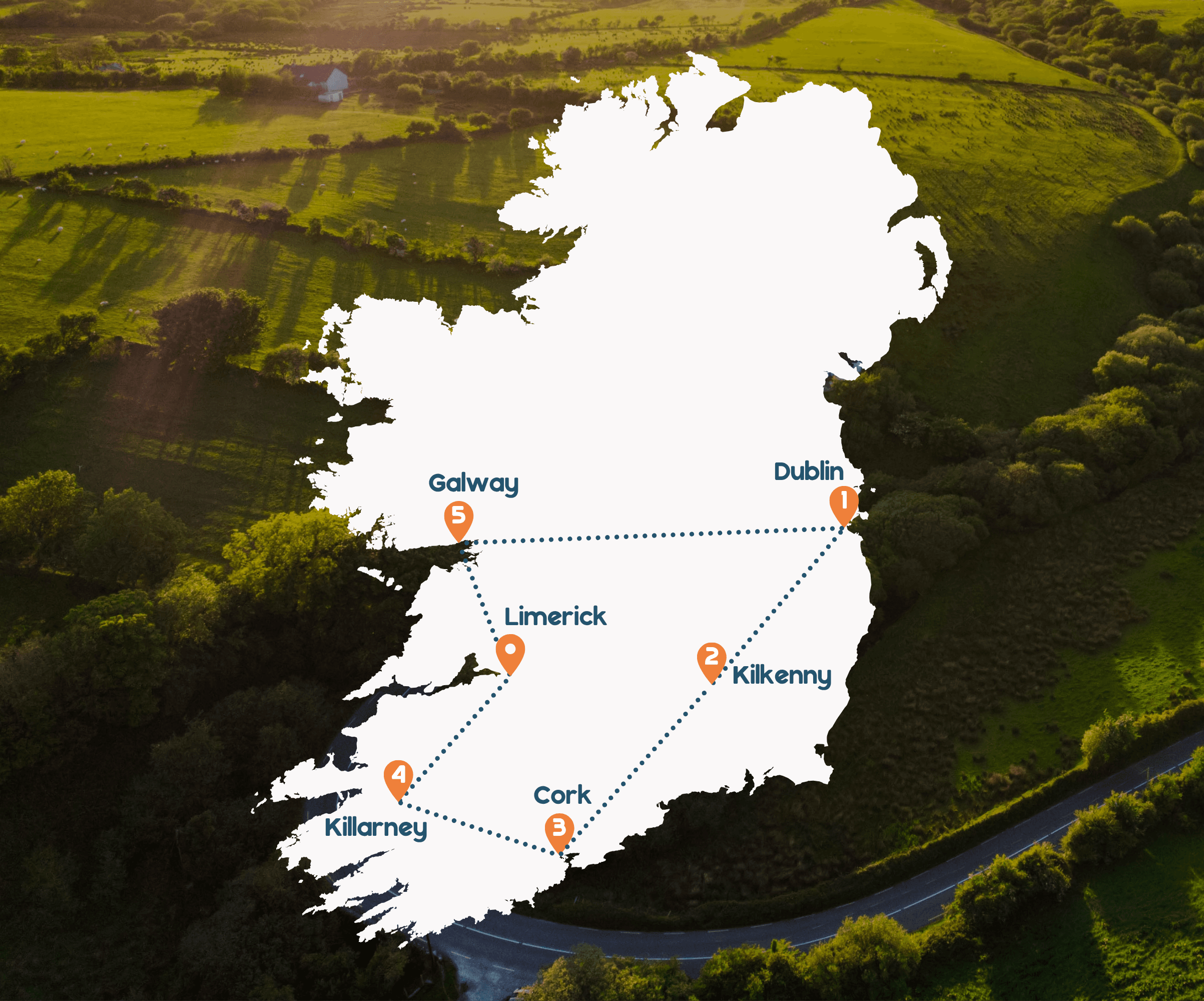 Routekaart Highlights Ierland reis
