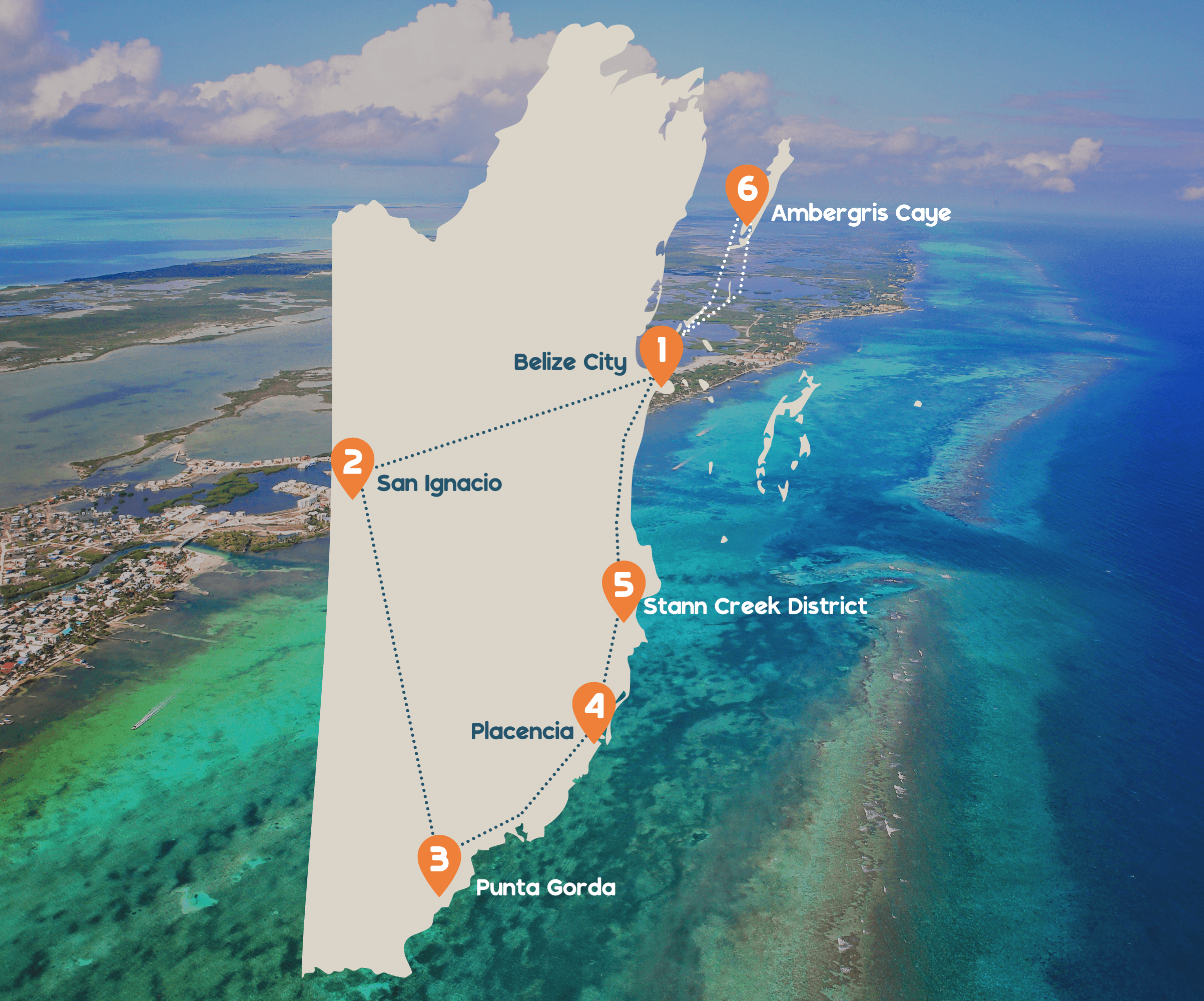 Routekaart Belize