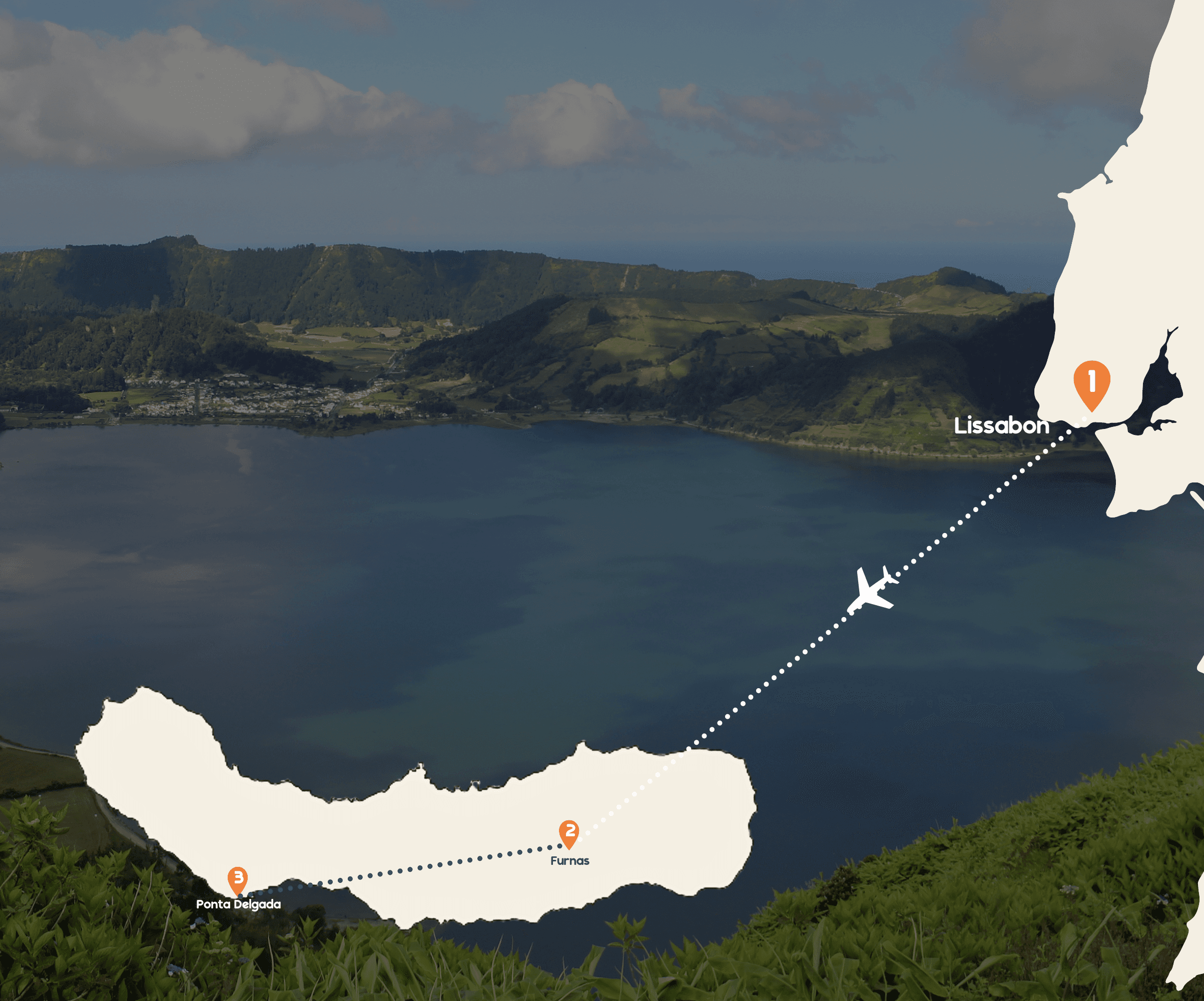 Routekaart van Lissabon naar Sao Miguel