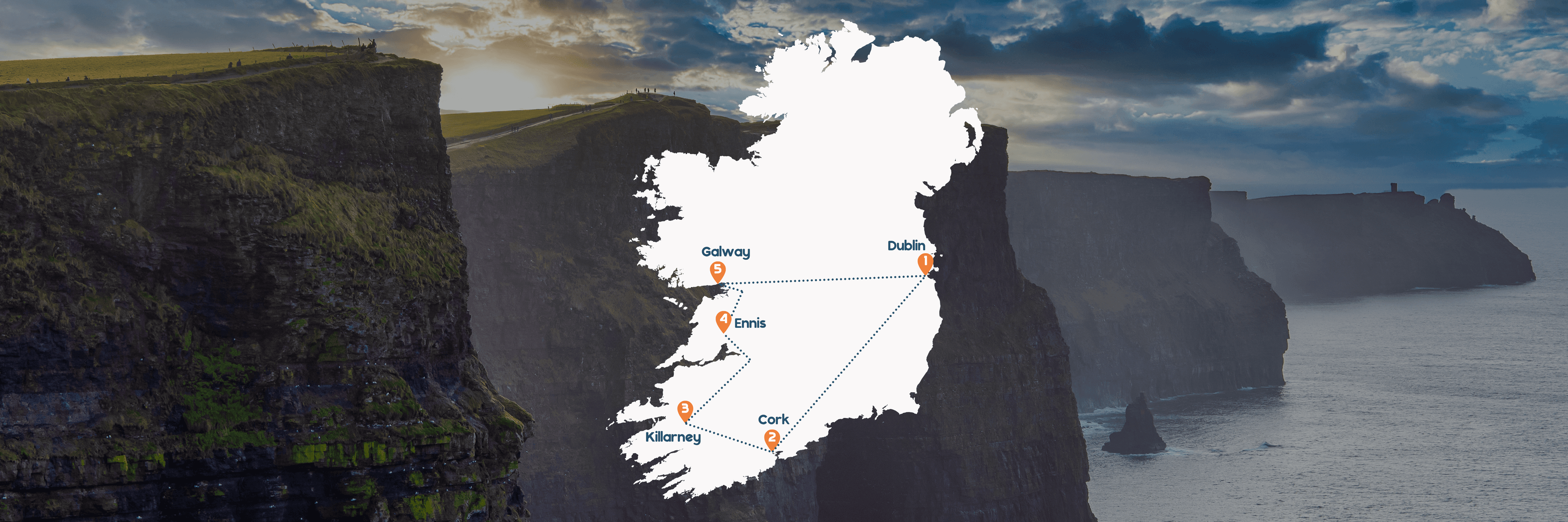 Routekaart Ierland rondreis