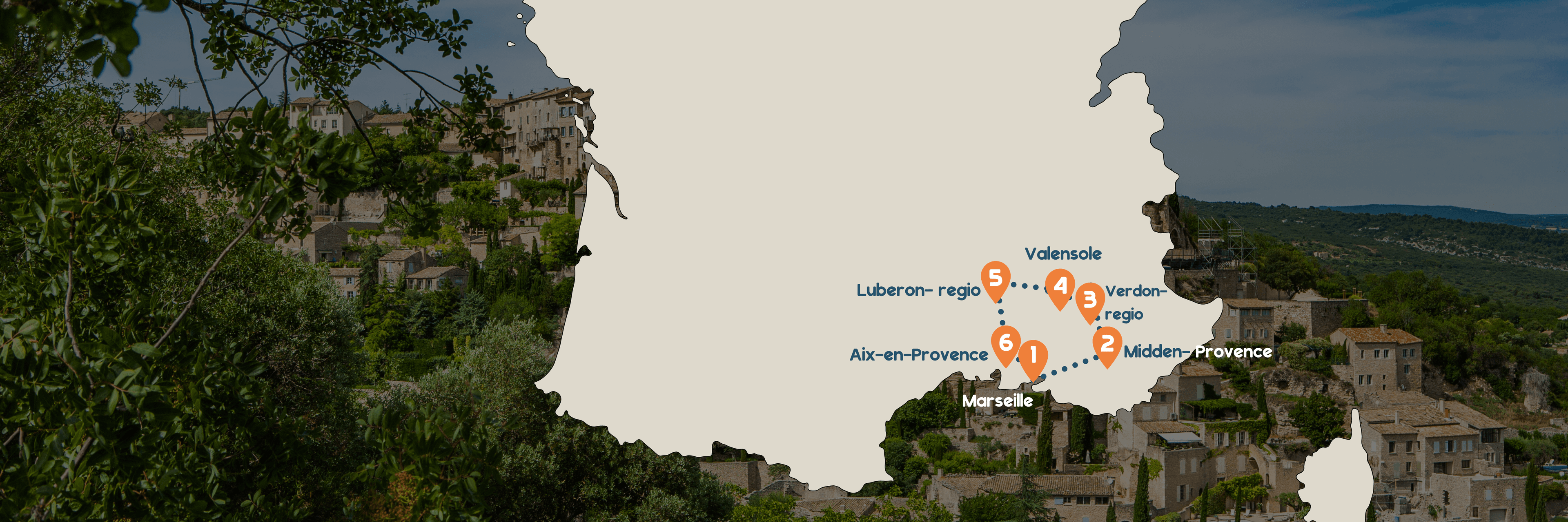 Route op de kaart - rondreis door de Provence