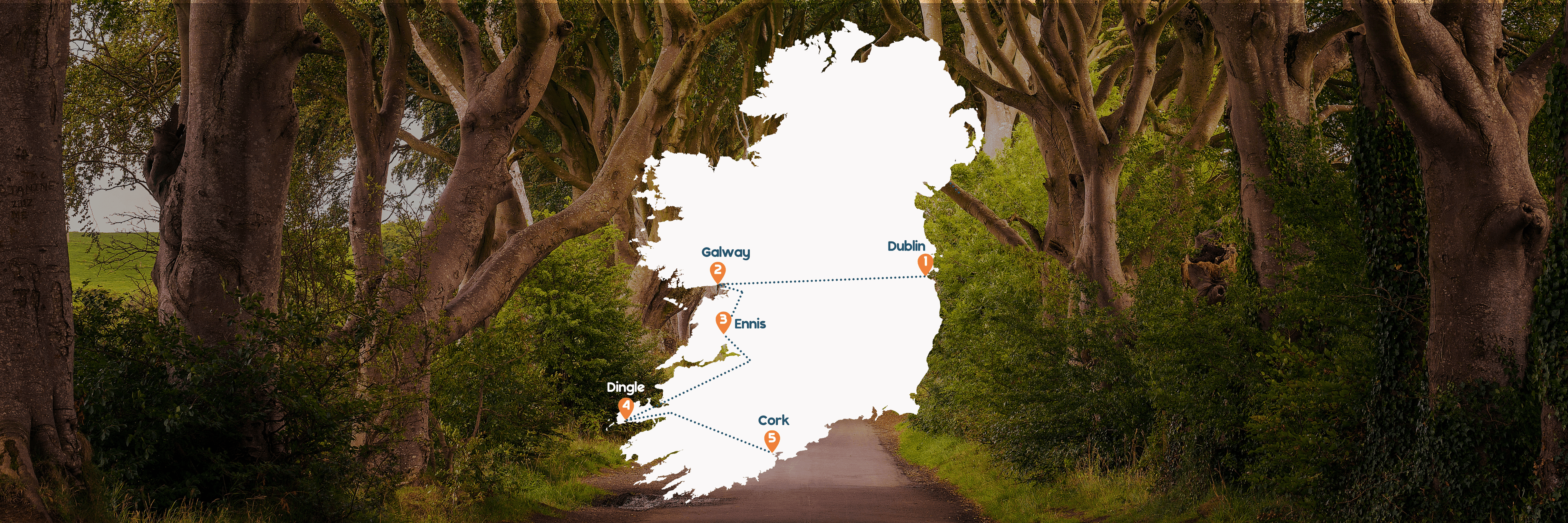 Reisroute door Ierland