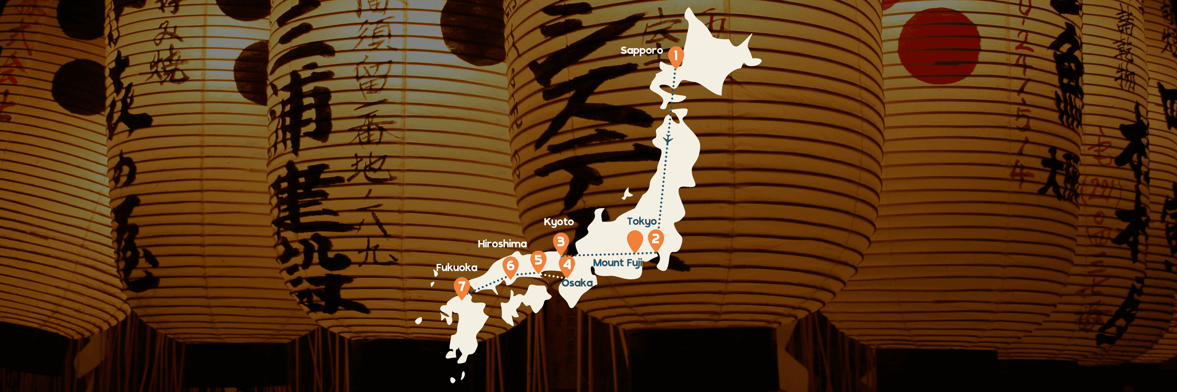 Routekaart treinreis Japan