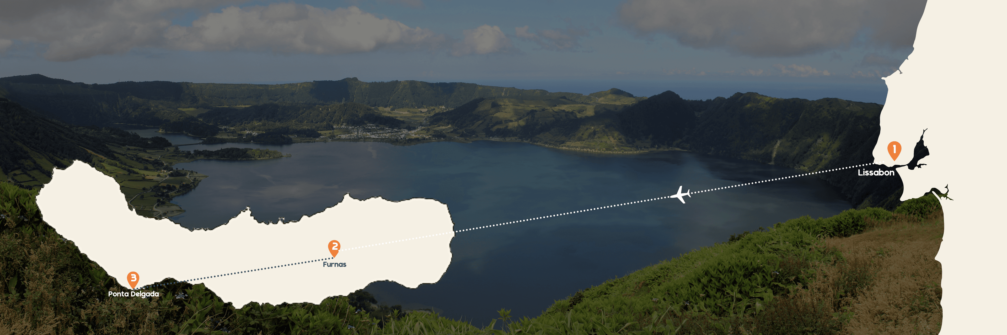 Routekaart van Lissabon naar Sao Miguel