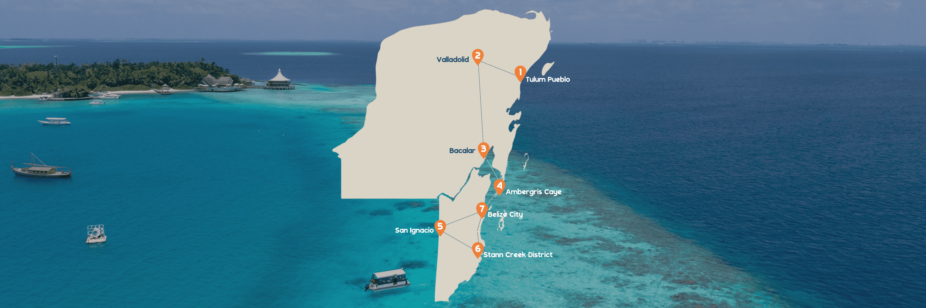Routekaart Mexico en Belize rondreis