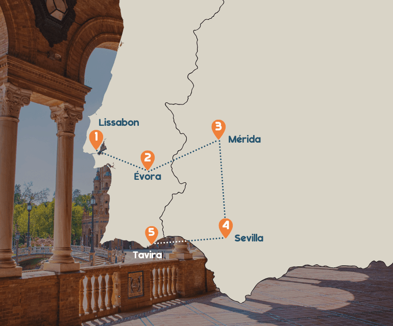 De kaart van de reis naar Spanje en Portugal