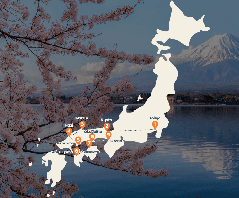Routekaart japan authentieke rondreis vierkant