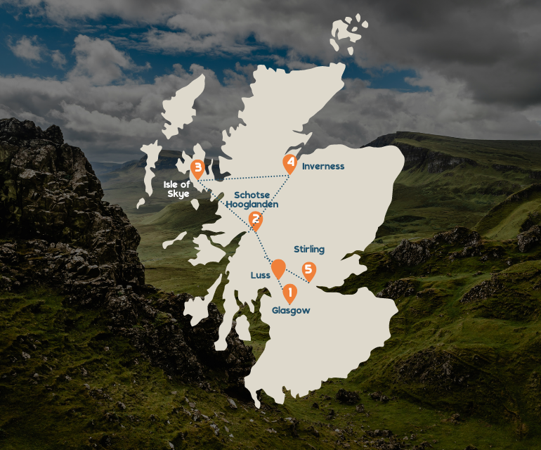 Mobile landenkaartje - westen Schotland