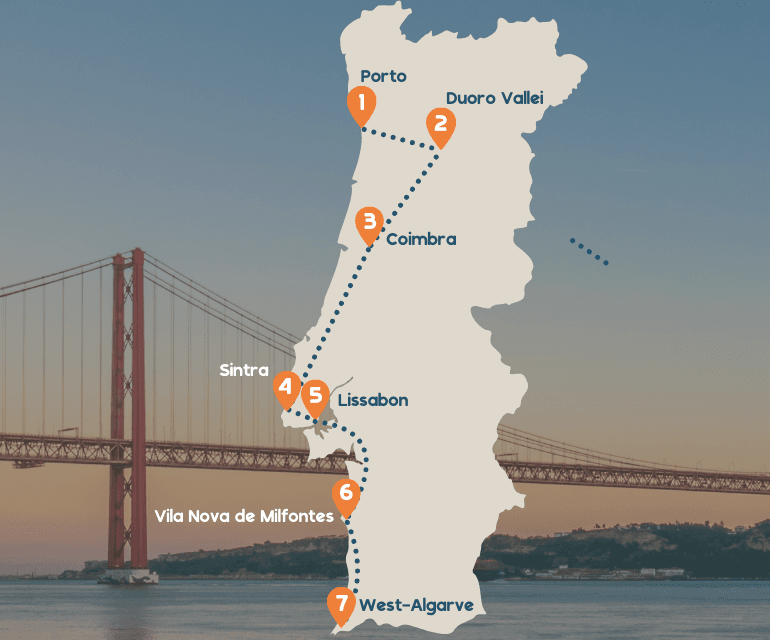 Reisroute bucketlist Portugal mobiel