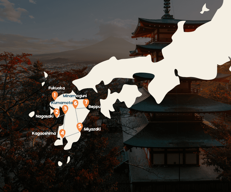 zuid japan trip kaart