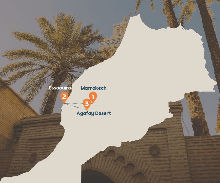 Reisroute kaart Marokko