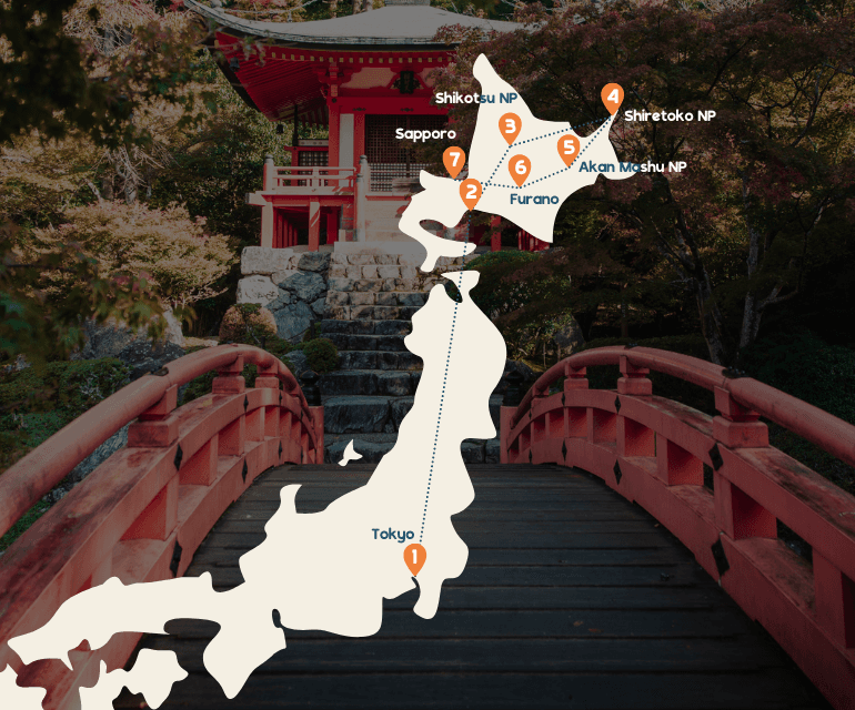 Rondreis in Noord japan Kaart