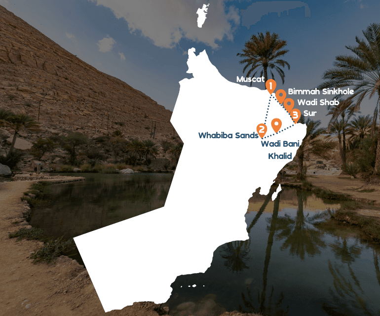 De route door Oman heen rondreis