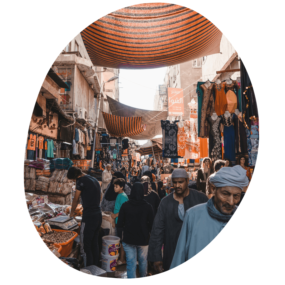 Drukke markt in Egypte