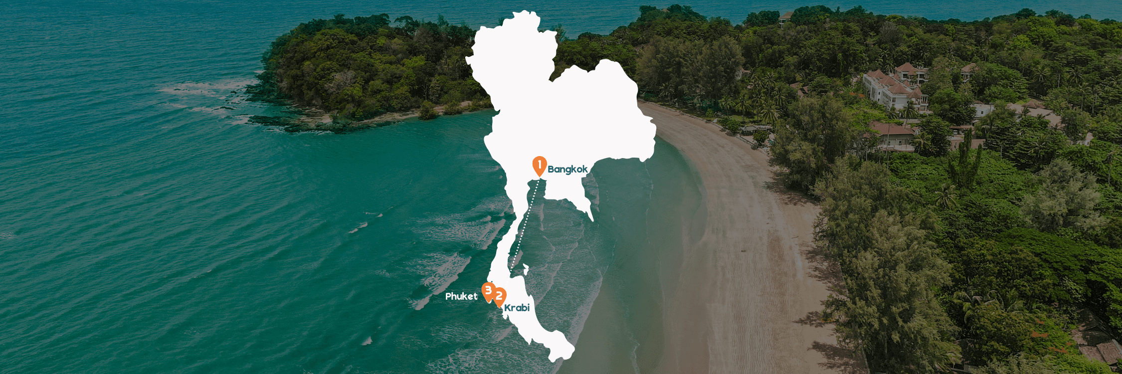 reisroute thailand huwelijksreis op kaart