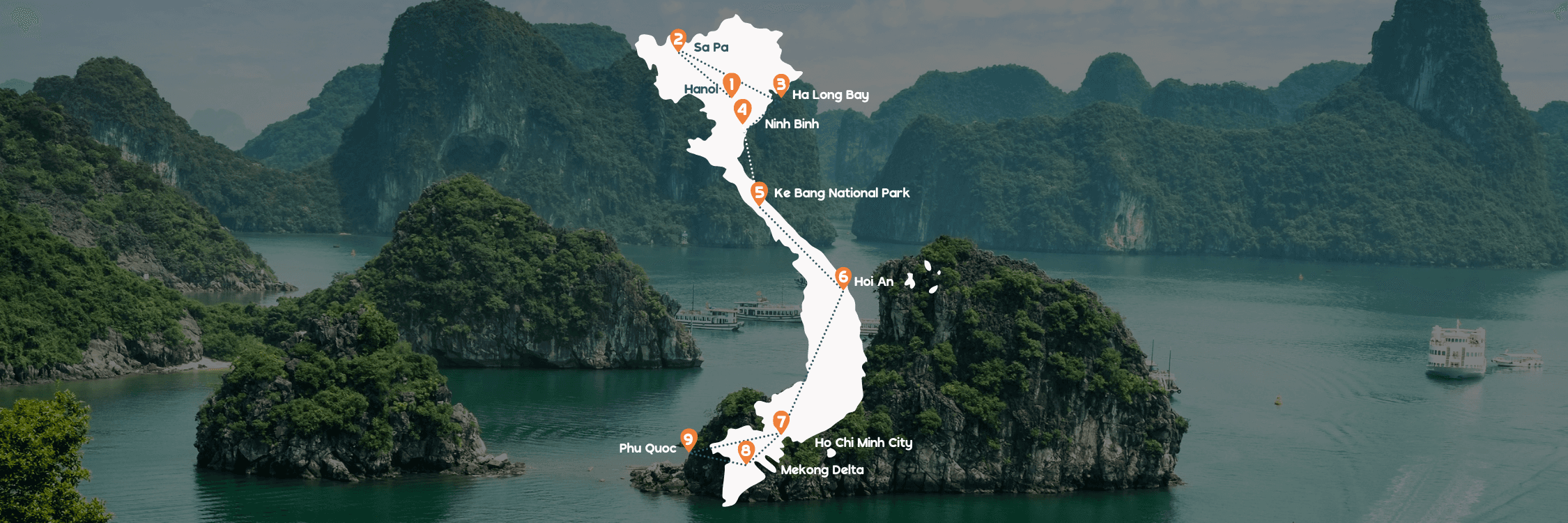 Routekaart desktop RR1 Bucketlist reis Vietnam