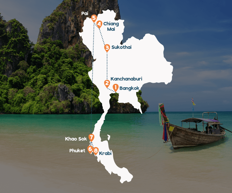 reisroute highlights thailand