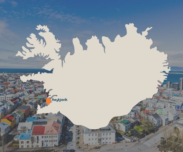 Kaart van IJsland met Reykjavik