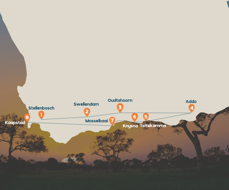 Route kaart beste van de Kaap reis mobile versie