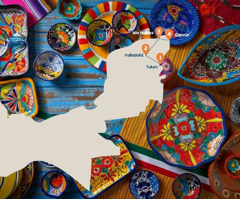 Slow Travel reisroutekaartje Mexico mobile