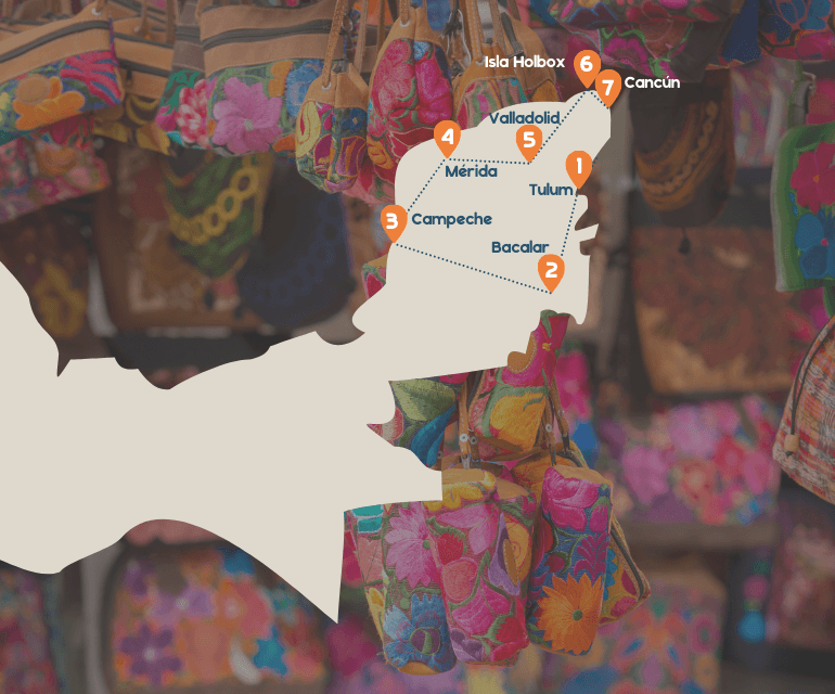 reisroute kaartje mexico yucatan
