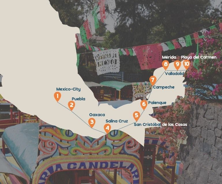 routekaart rondreis mexico mobile