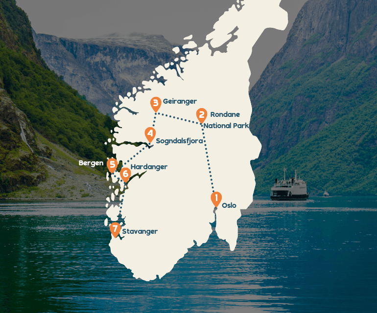 kaartje rondtrip door noorwegen vierkant